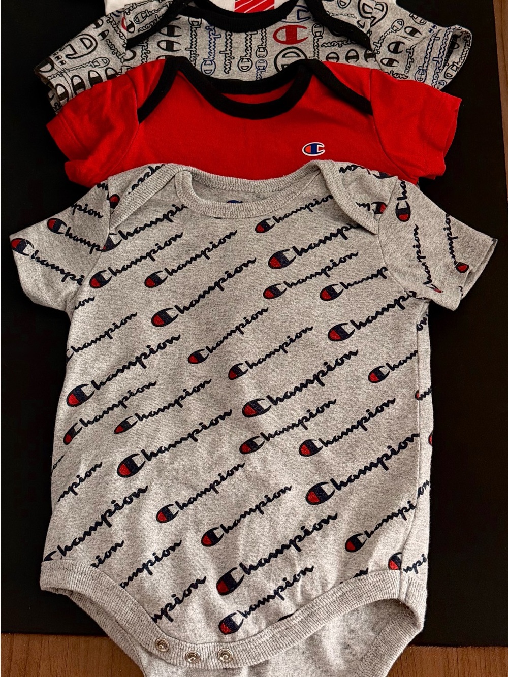 Champion Kids Short-Sleeve Bodysuit & Tee Set - Grey, Red, Black